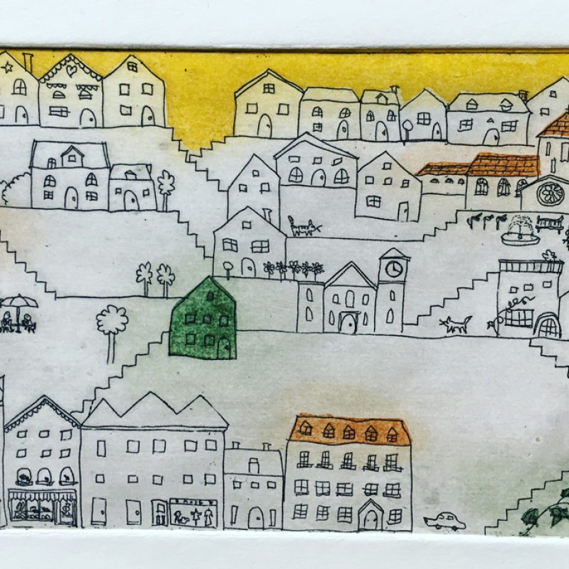 Etching of a town
