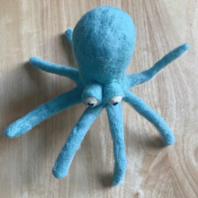Hand felted blue Octopus
