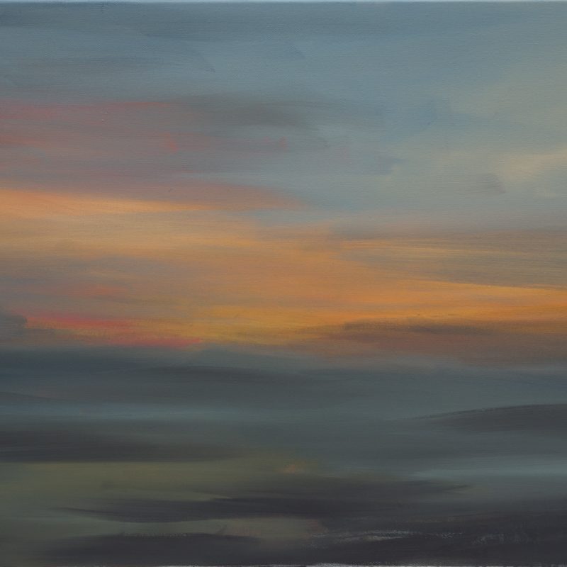 An ethereal abstract oil painting of the light in the sky at the end of the day.
