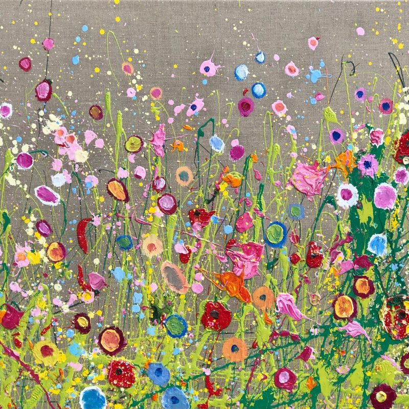Colourful wildflowers painted in oils on canvas.