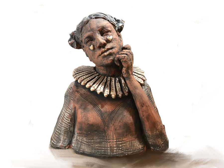 Ceramic bust of a female figure