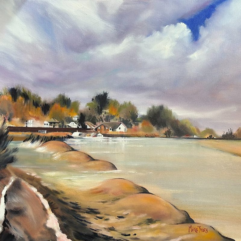 River Ouse at Piddingoe painted with Oil paints on canvas.