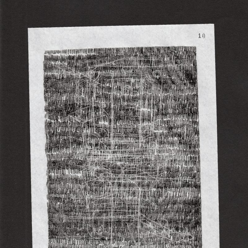 Black abstract graphite drawing on handmade paper. 