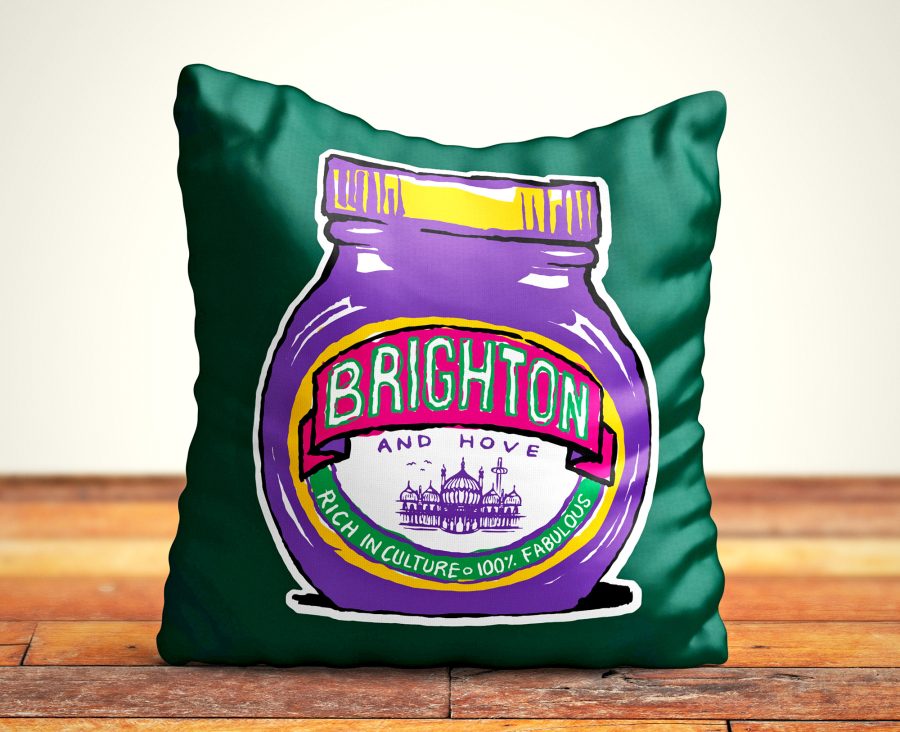 A colourful Brighton themed Cushion