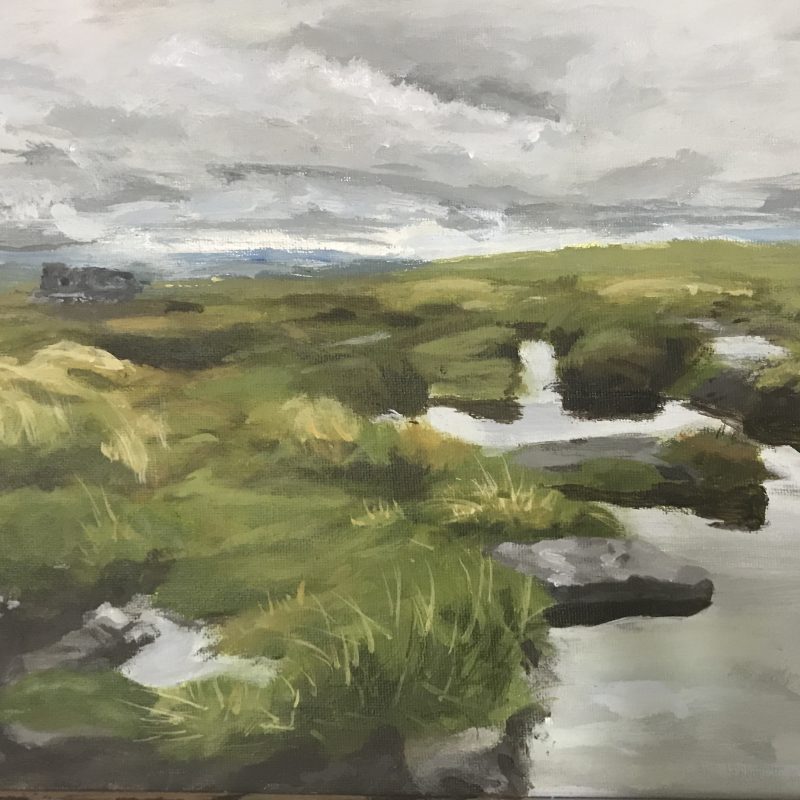  A damp and atmospheric painting of a waterlogged passage on the Yorkshire Dales.