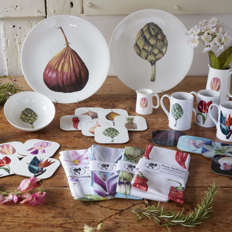 Bone china tableware range with Botanical images
