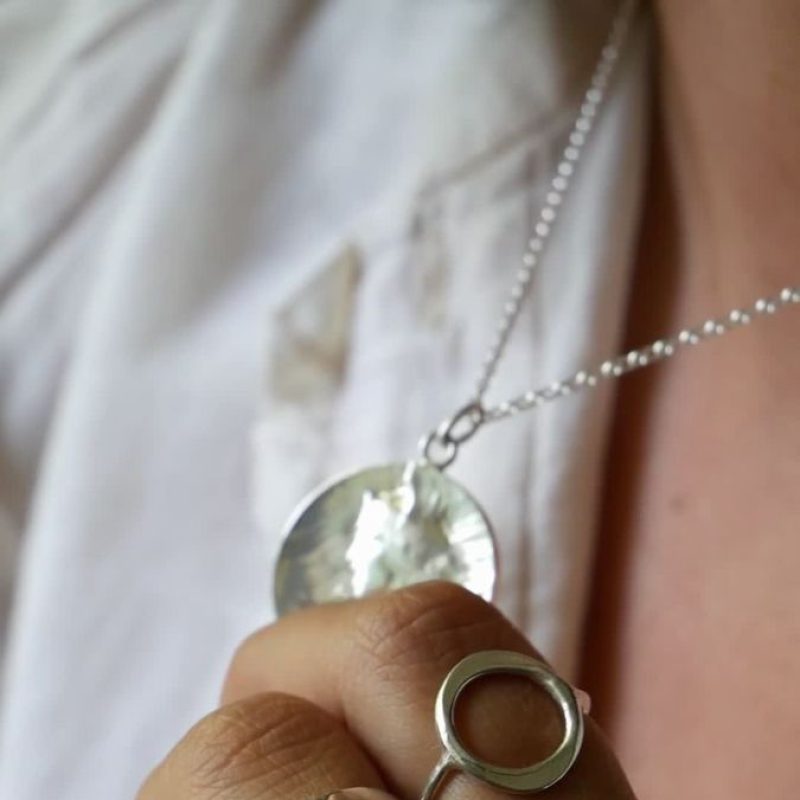 Hand made silver ring and coin pendant