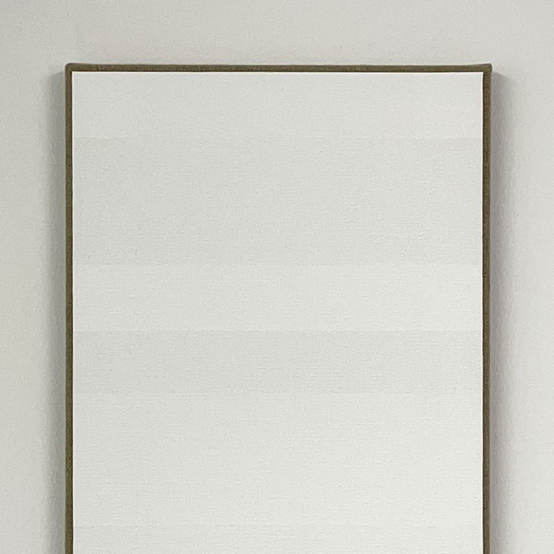 Linear abstract painting in white with clean edges