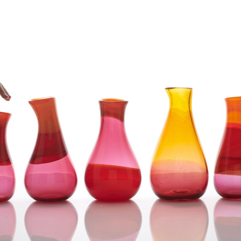 Colourful handblown glass vases