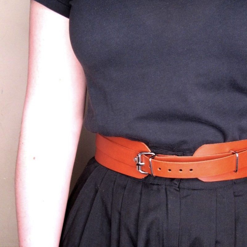 Red leather belt
