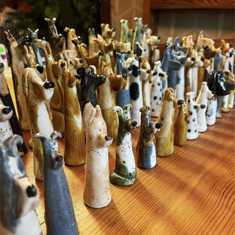 An army of tiny ceramic dogs