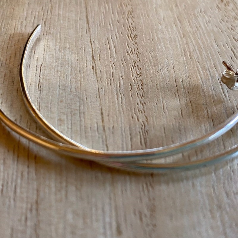 D shaped recycled silver 5.3cm half hoops