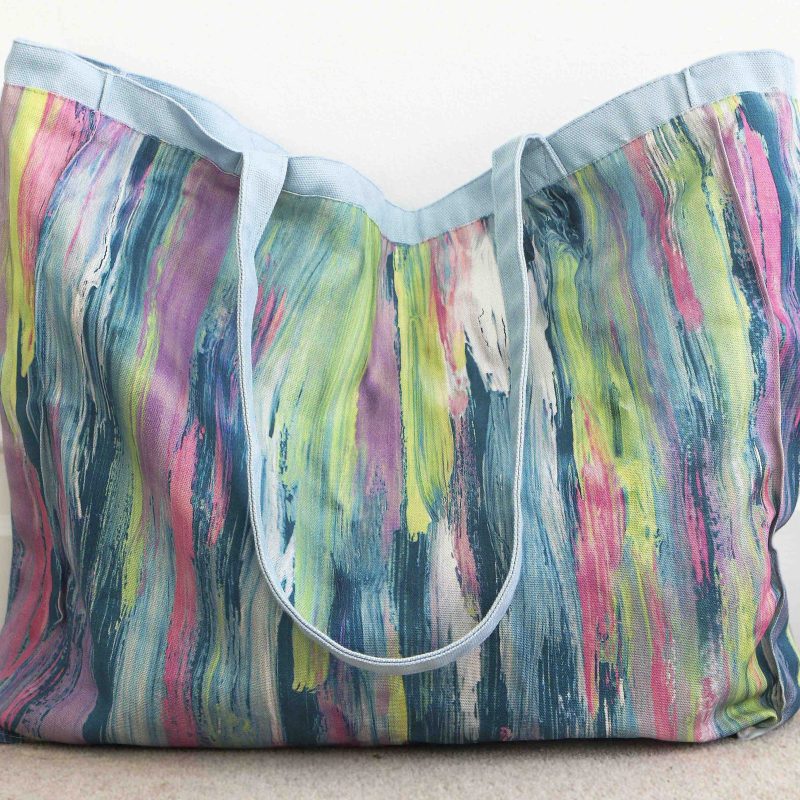 Large Tote bag with abstract oil paint print