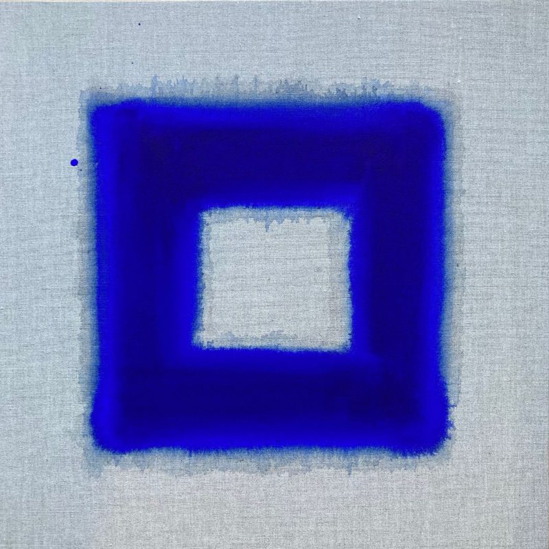 An abstract painting of a blue square
