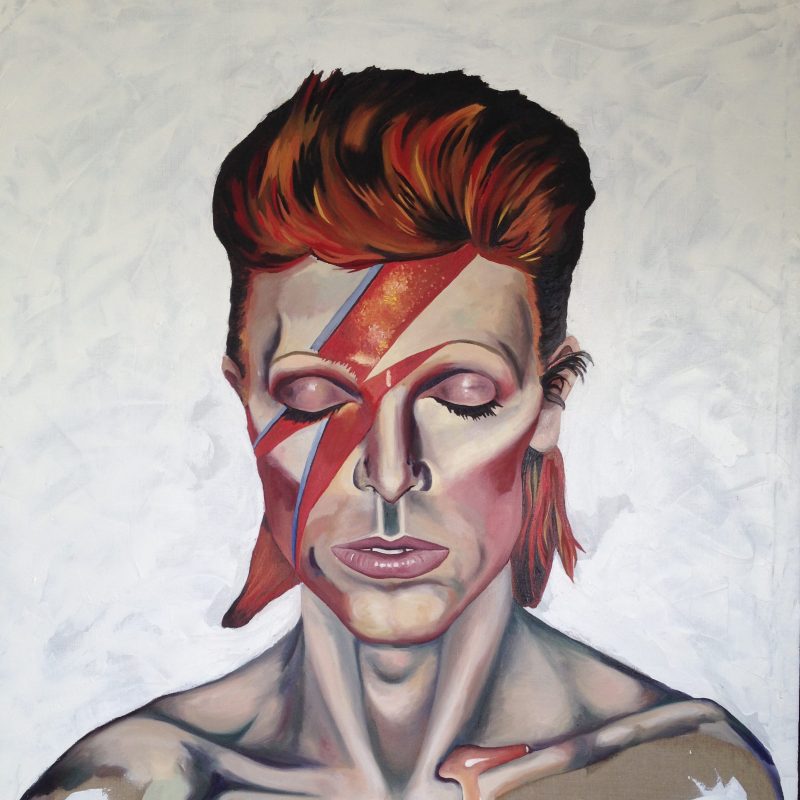 A portrait of David Bowie from Aladdin Sane. 