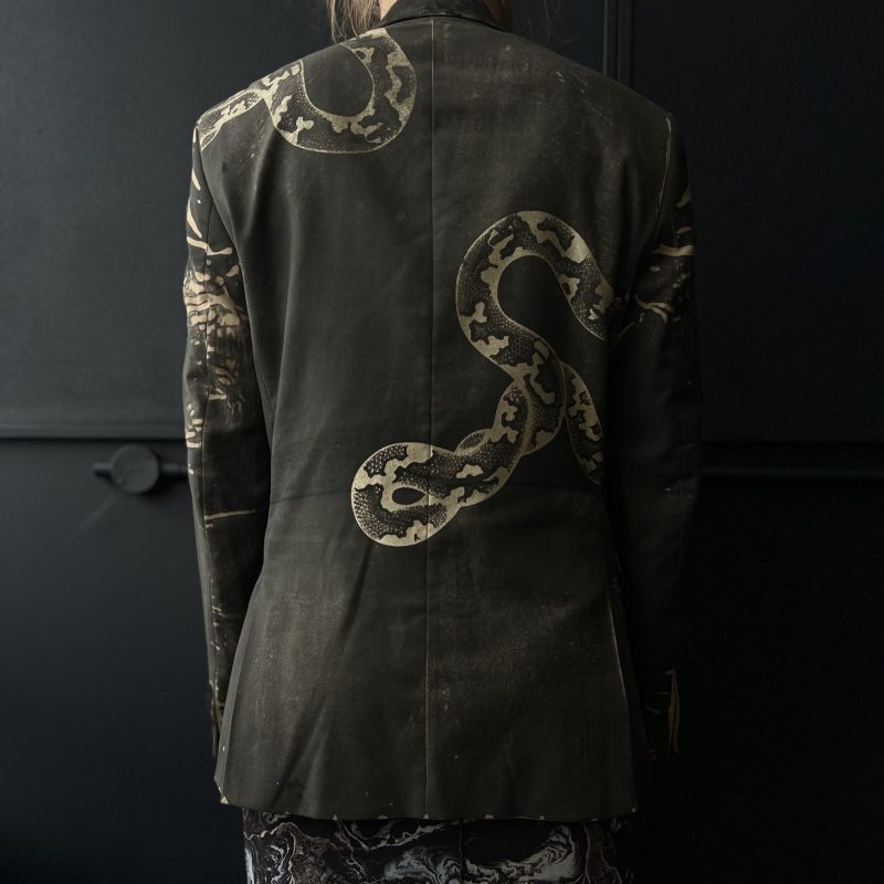 Screen-printed, upcycled blazer by Rosanna Bishop