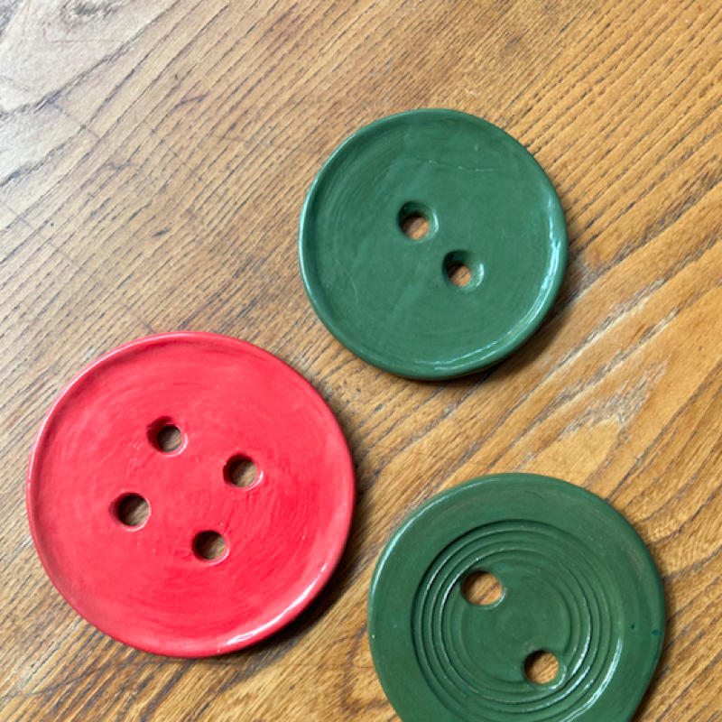 Handmade giant button coasters