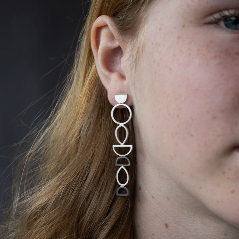 Calyx earrings, hallmarked oxidised silver