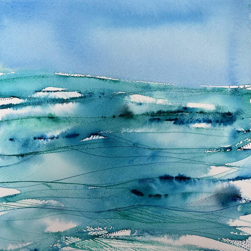 Loose watercolor in blue tones