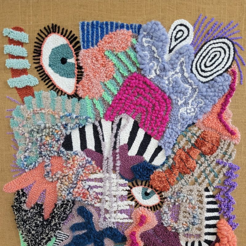 Vibrant, colourful, striking, abstract, modernist embroidery