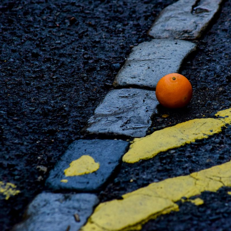 Satsuma on the road with double yellow lines