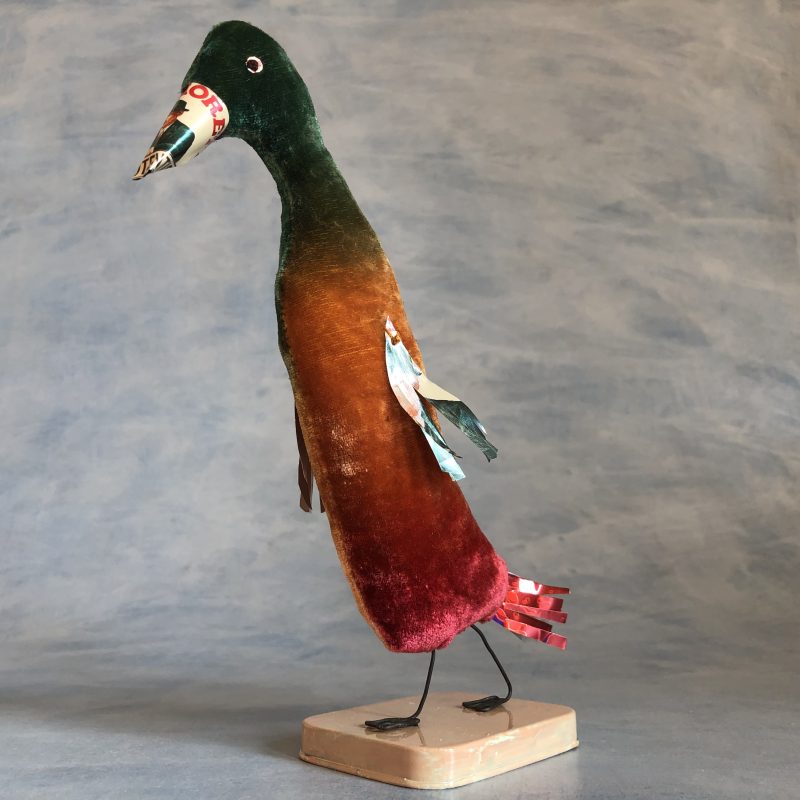 Sculptural figure based on an Indian Runner Duck. Us materials , vmetal