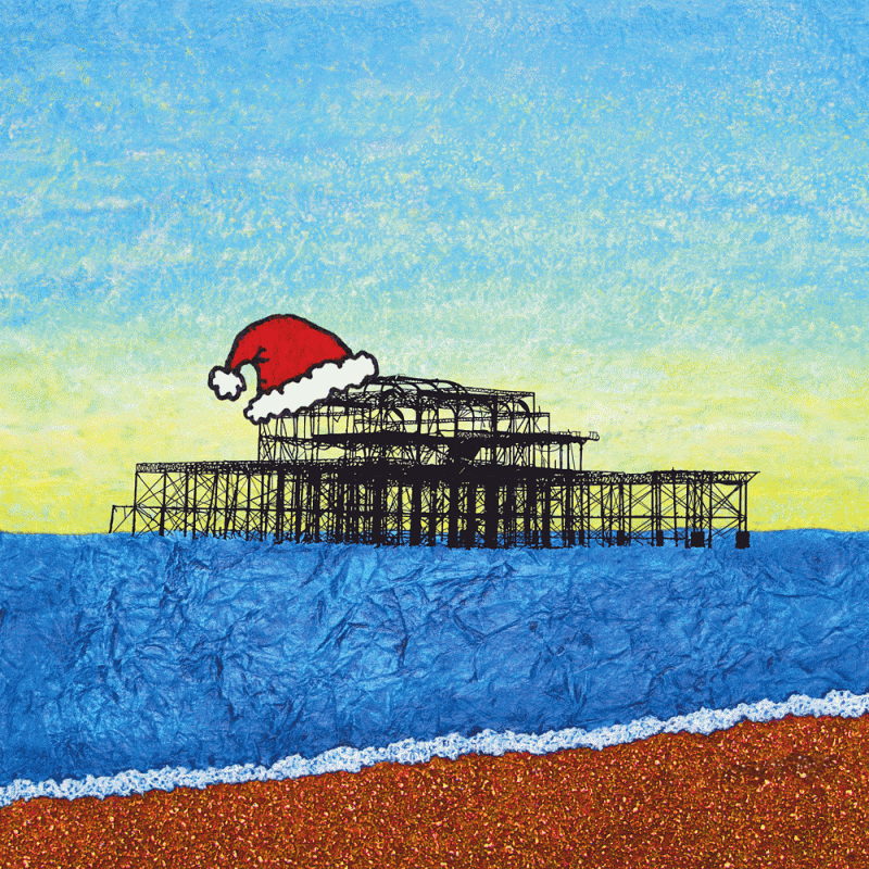 Crisp sunrise framing the West Pier wearing a festive Santa Hat