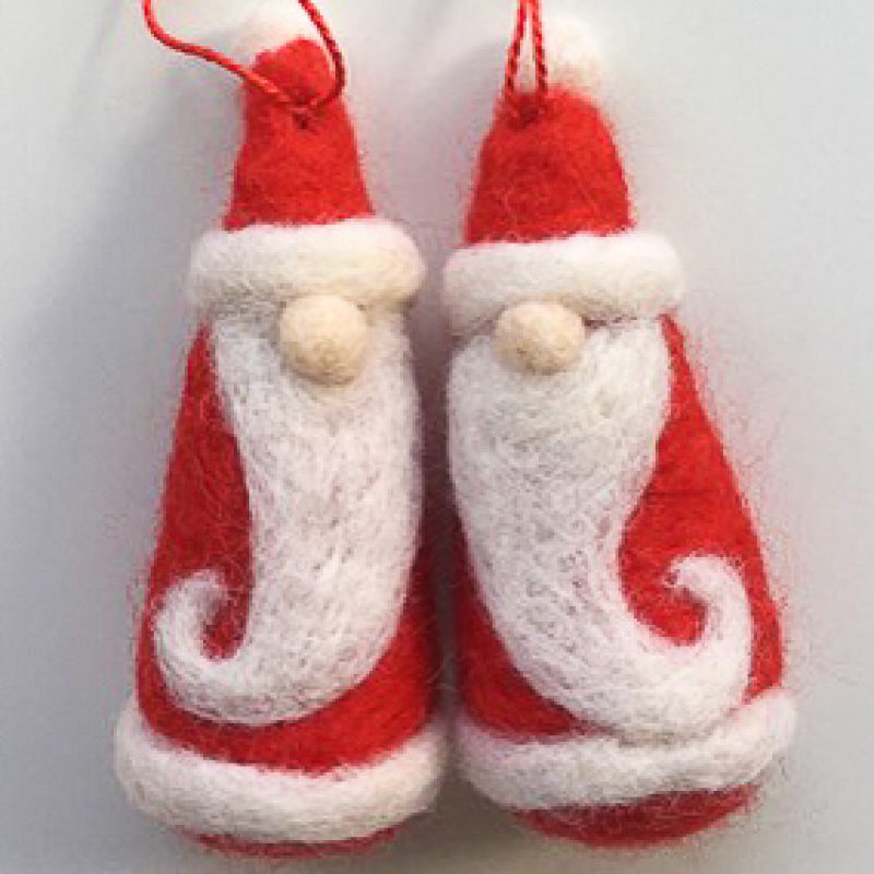 Santa Claus Xmas decorations created in Needle felt