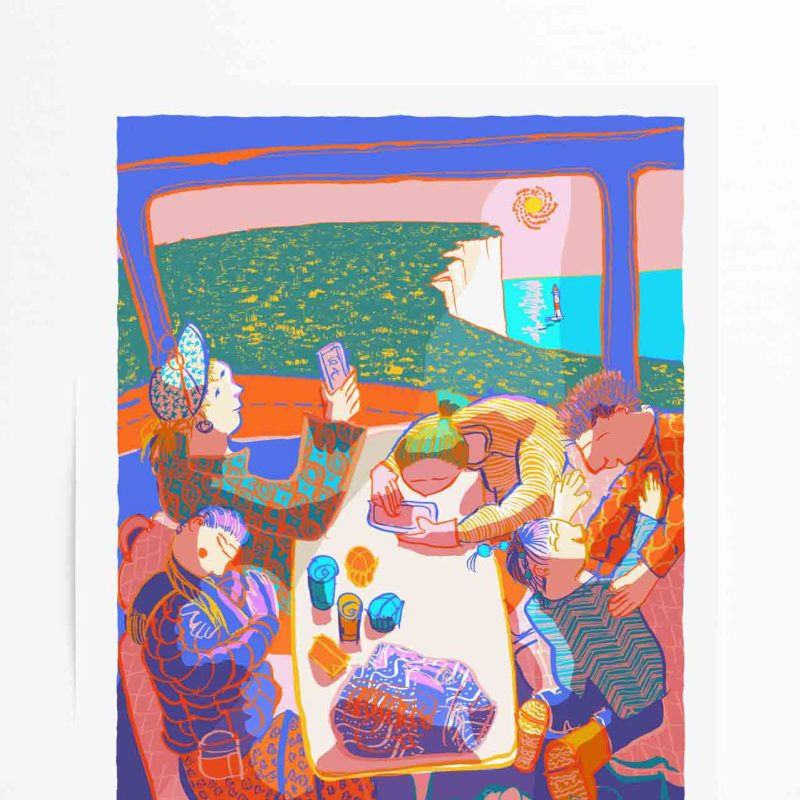 On sun’s day, the 13X bus runs through hills and cliffs—Cuckmere, Birling, Beachy Head—where sky and land meet in wide sight. The coats folks wear hold lines and tones that hark back to old craft, with echoes of Enid Mark and the blocky grace of cubist shapes. It’s a ride for both townfolk and wanderers, a trip through green bliss and salt air.