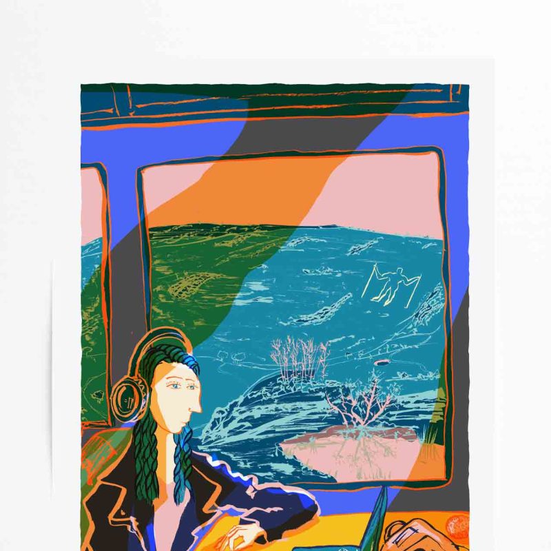 On a ride by rail between Brighton and Eastbourne, I watched a woman at work on her lap-box. It struck me—how our work now follows us, light and near at hand, ever-linked by wire and wave. Then, beyond the pane, the Downs gave way to the old hill-shape of the Long Man of Wilmington. A sharp match: He, rooted and ageless; she, fleet and bound for elsewhere. Two shapes, wide apart in time and kind, yet held in the same field of sight.