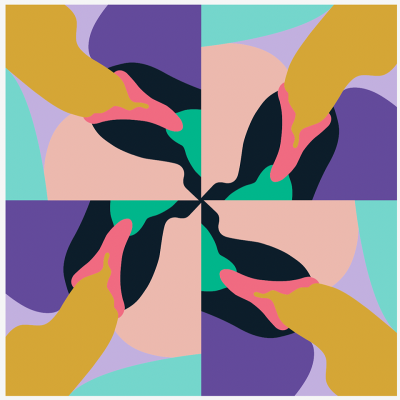 A giclée print in kaleidoscopic colours