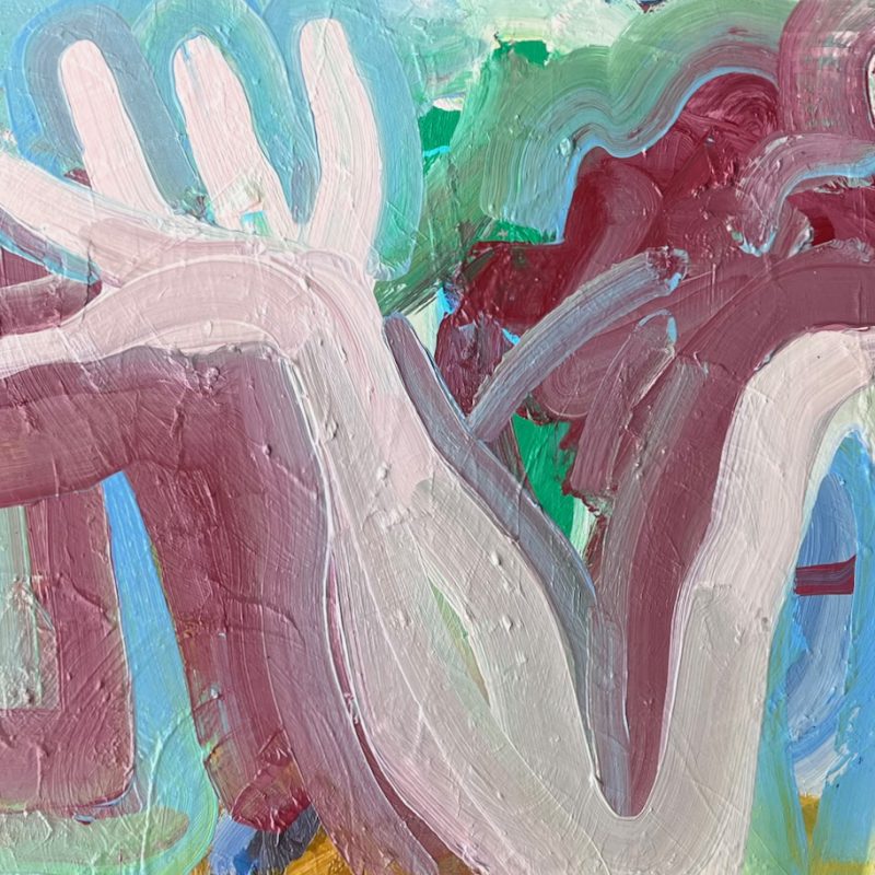 An open hand and two figures on a teal & terracotta background.