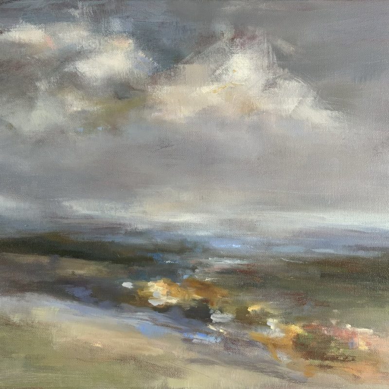 Contemporary landscape view with large sky and autumn colours