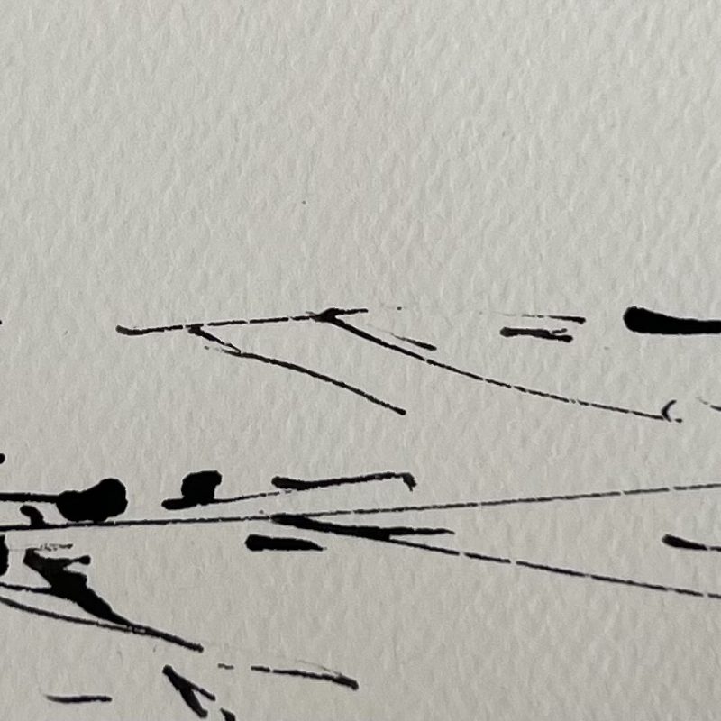 Pen and ink depiction of walking in the Downs