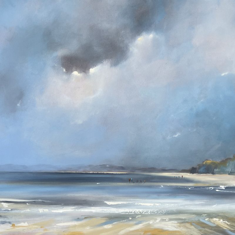 Oil on Canvas, large canvas depicting open skies with dramatic cloud formations