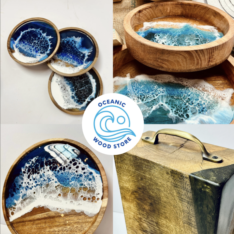 Blue resin with wood