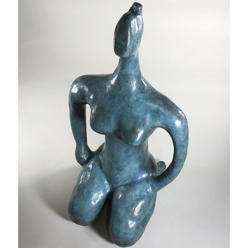 bronze sculpture of a seated nude