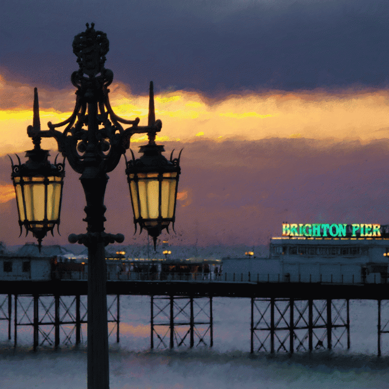 Beautiful Dusky Sky view of Brighton Pier from Kemptown Shore