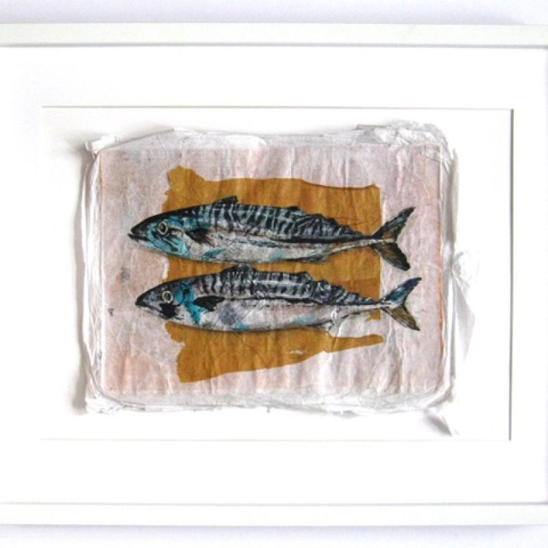 2 Mackerel on Brown background