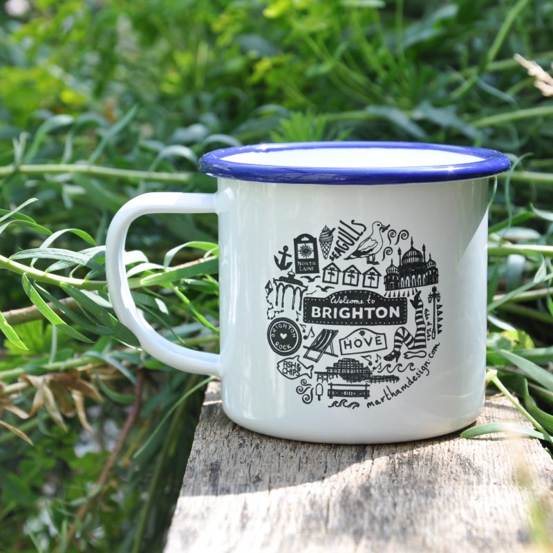 Enamel mug with BRIGHTON text