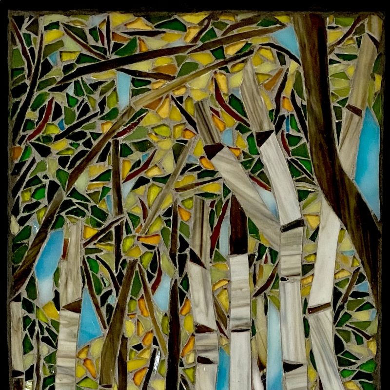 Glass mosaic woodland scene