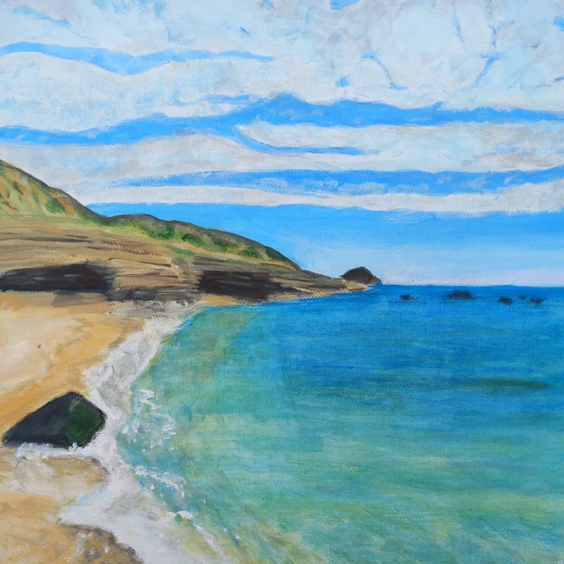 Blues and sandy colours