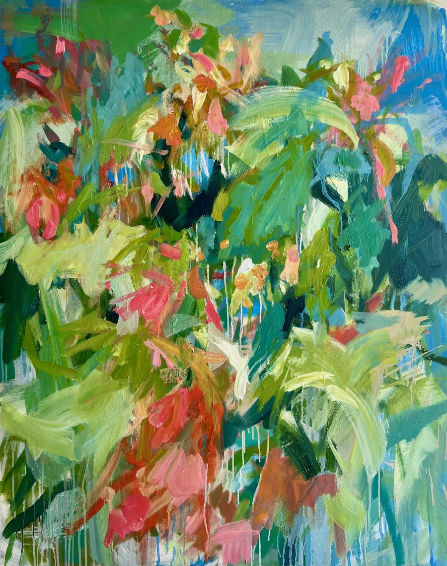 A multi coloured expressionist painting of Spanish flowers