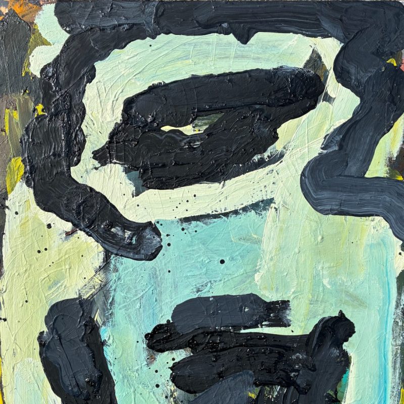 A human form in pale blue, white and indigo.