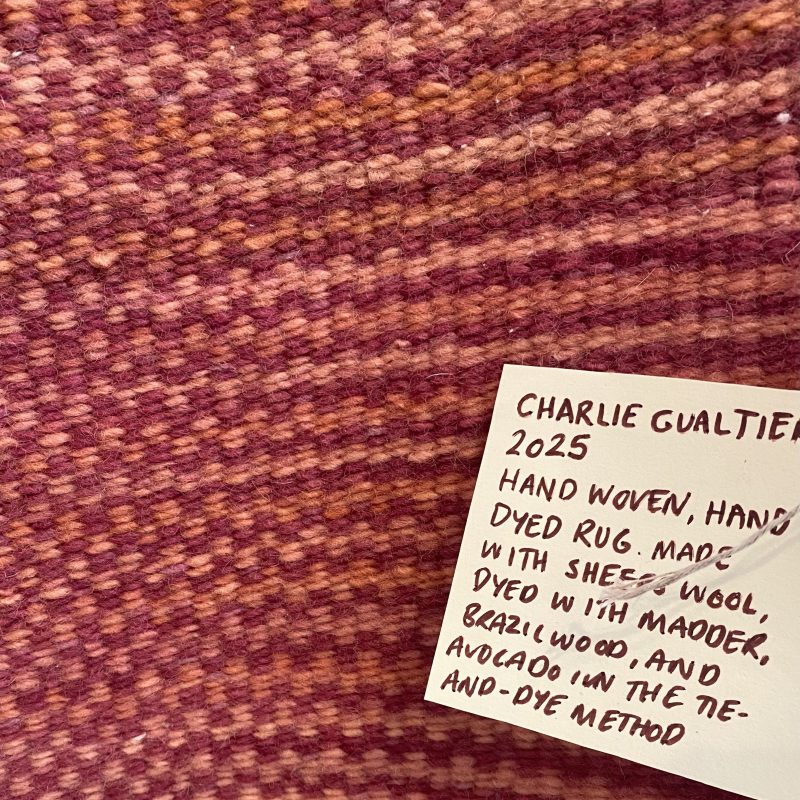 Hand woven, dyed and spun rug using natural plant dyes