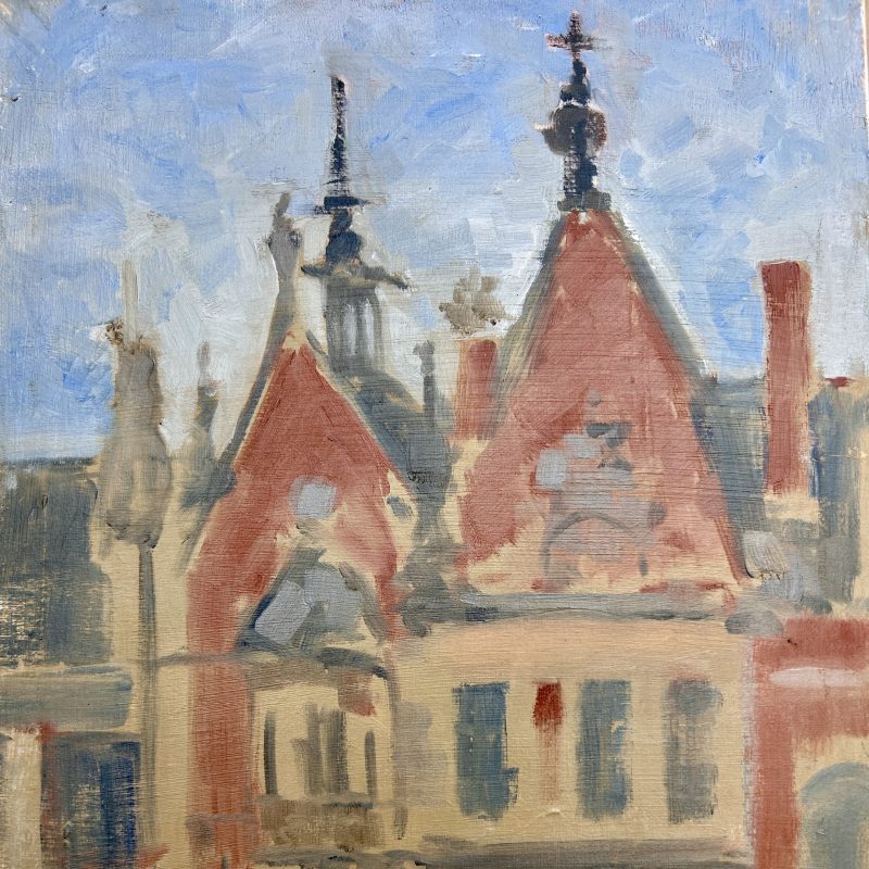 warm umbers and blues