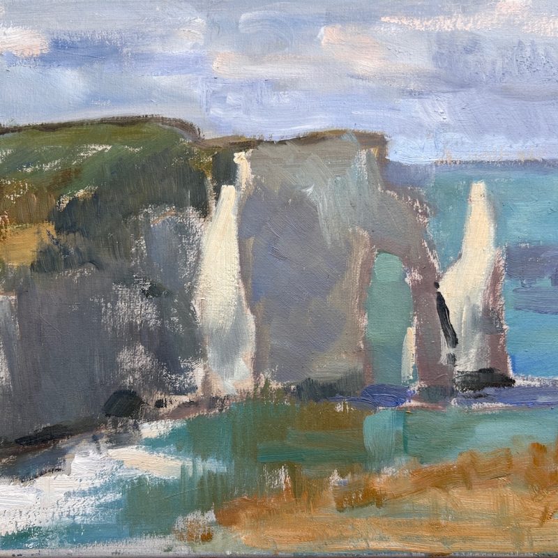 Cliffs and beach in muted tones