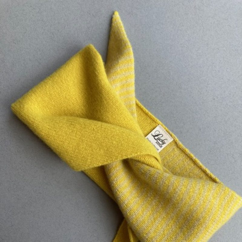Lemon and butter stripe lambswool scarf