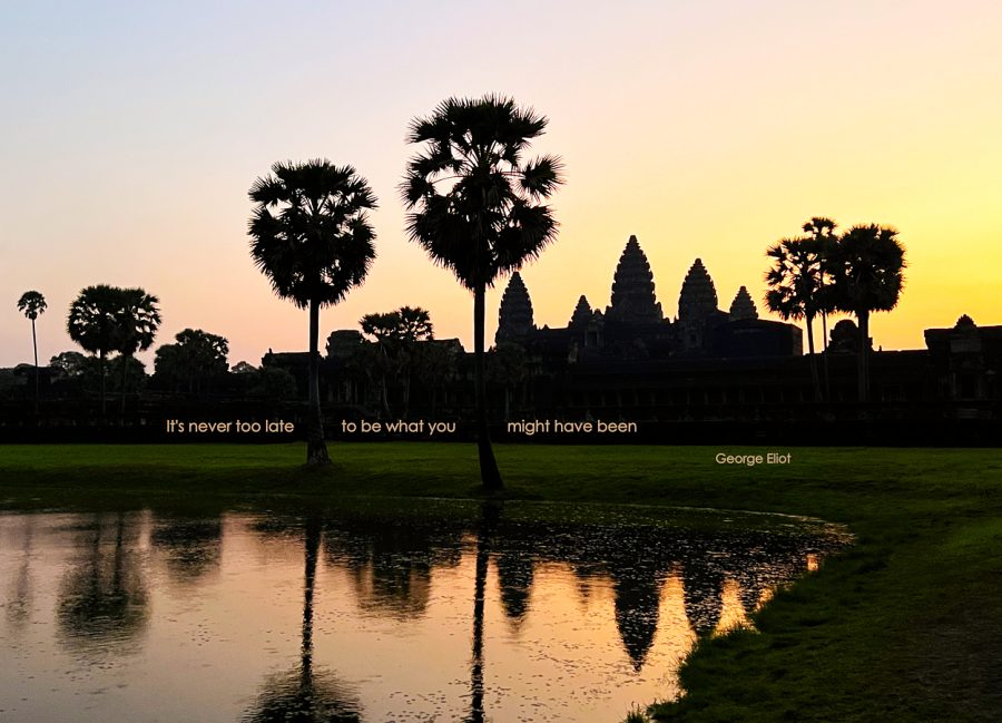 An Original Photograph of a beautiful sunset with Angkor Watt in Cambodia incorporation an uplifting message - 