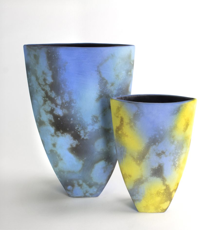 Two colourful vases